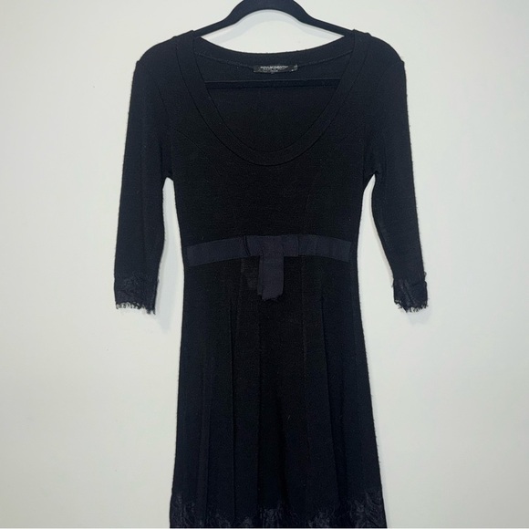 Rinascimento Black Long Sleeve Dress with Lace Hem - Picture 4 of 7